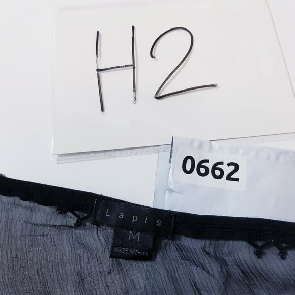 Lapis Sheer Silk Blend Velvet Rhinestones Embellished Ruffle Blouse - Picture 12 of 12